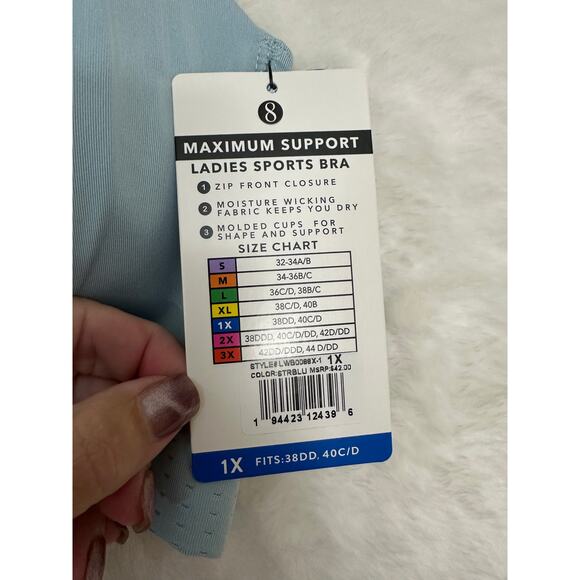 NWT Layer8 Blue Zip Front Bra 1X Padded Sports 2pc Lot - Picture 2 of 8